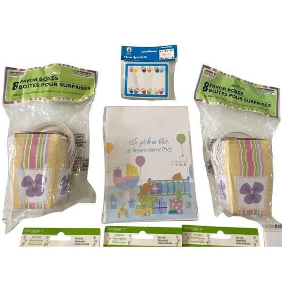 Lot Of 12 Baby Girl Shower Invitations Party Favor Boxes Place Cards Seals Name - Picture 3 of 8